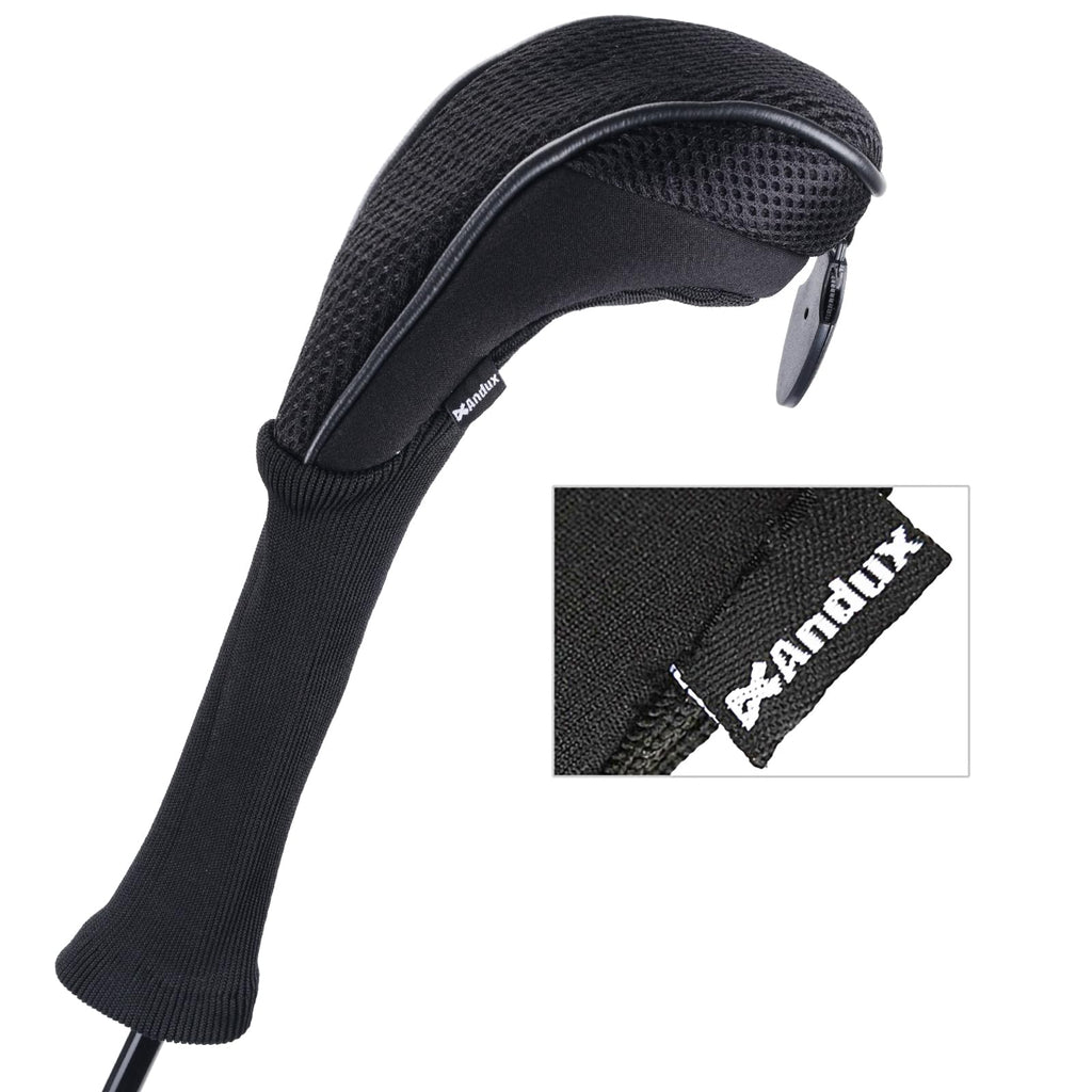 Andux 2 Pack Long Neck Golf Hybrid Club Head Covers Dial No. Tag Ctmt-01 Black/Black
