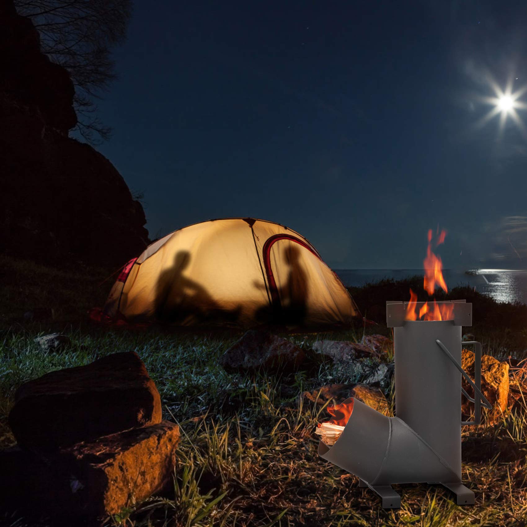 Stanbroil Camping Rocket Stove For Outdoor Cooking, Portable Wood Burning Stove For Backyard, Camp Cooking And Emergency Situati