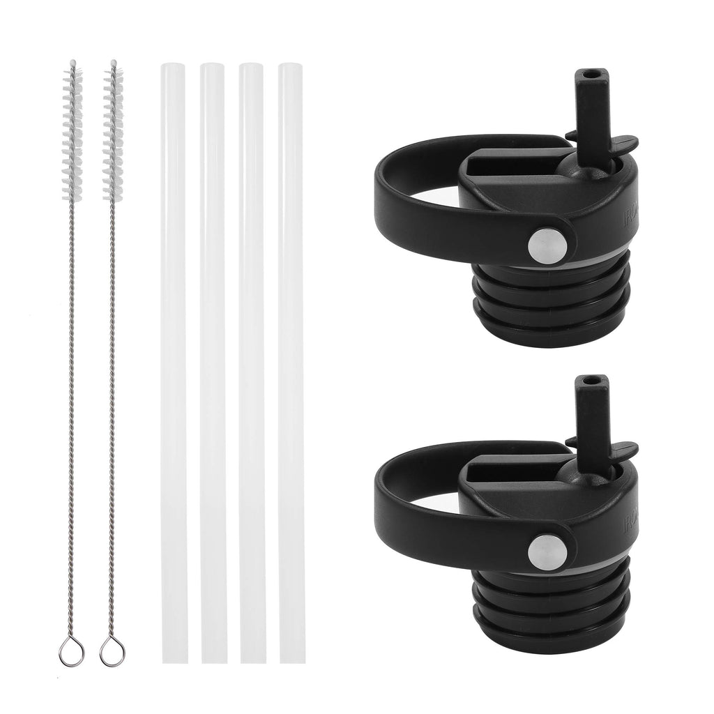 Iron Flask Straw Lid For Narrow Standard Mouth Insulated Sports Water Bottles, Standard Mouth, Bpa Free, 2 Lids, 4 Straws, 2 Cle