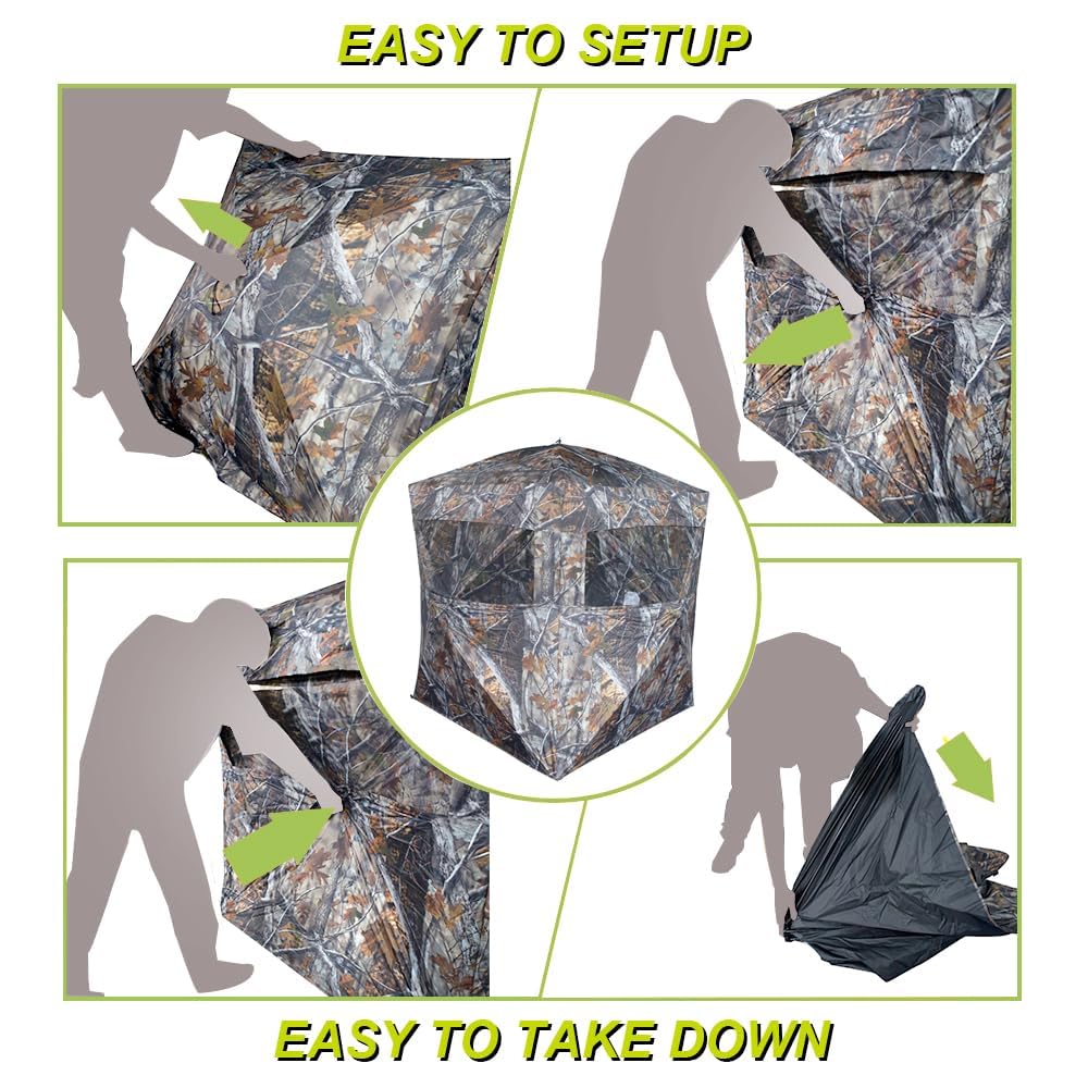 Thunderbay Spur Collector 2 Person Hunting Blind, Portable Ground Blind With Silent Sliding Window, Portable Durable Hunting Ten