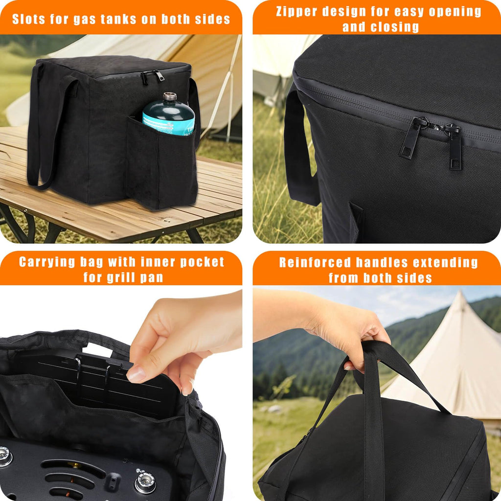 Hisencn Portable Camping Stove, 2 Burner Foldable Camp Stove, 20000 Btu Folding Gas Stove, Portable Propane Stove With Carry Bag