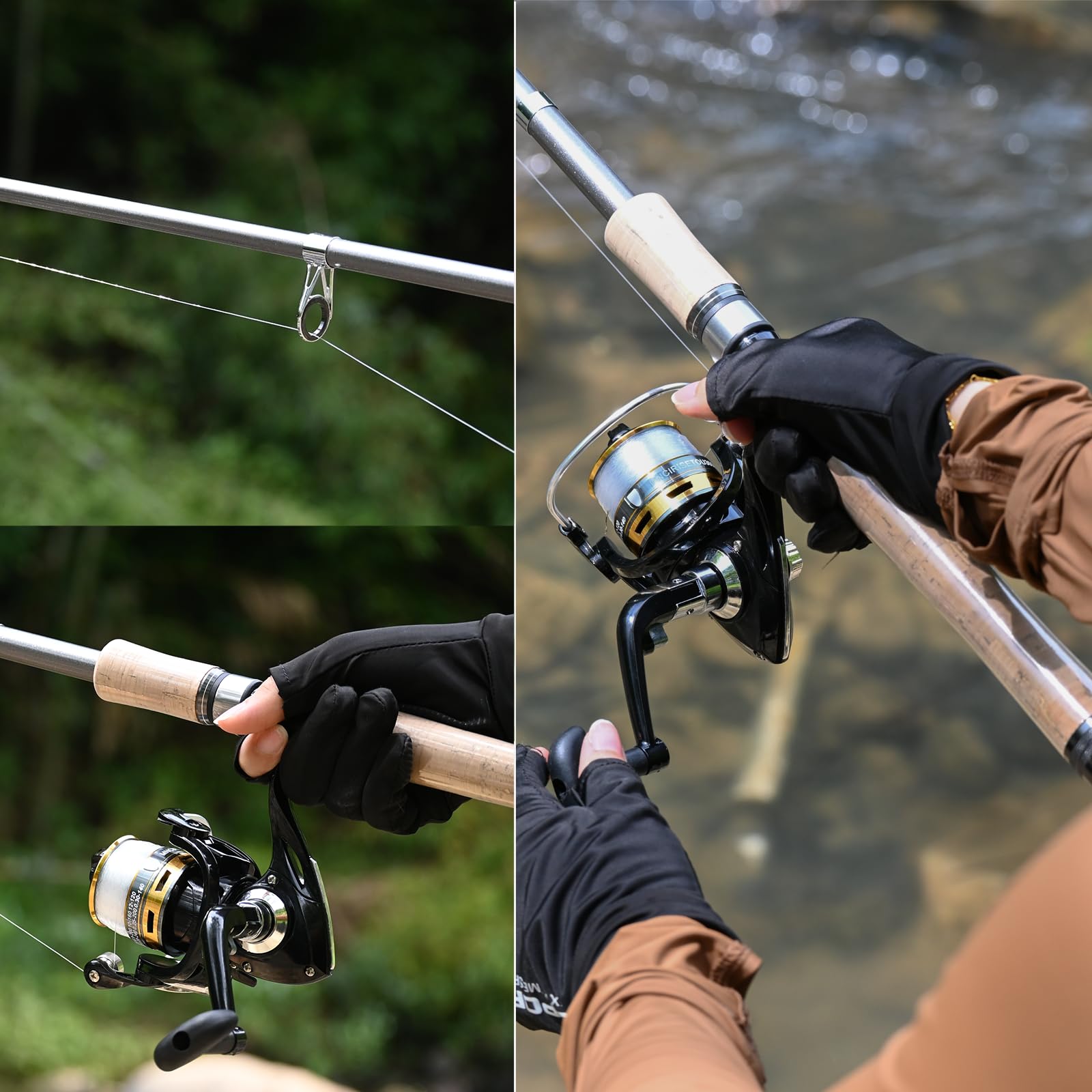 2Pcs Fishing Pole Combo,Carbon Fiber Fishing Pole ,12 +1 Shielded Bearings Stainless Steel Bb Spinning Reels Fishing Carrier Bag