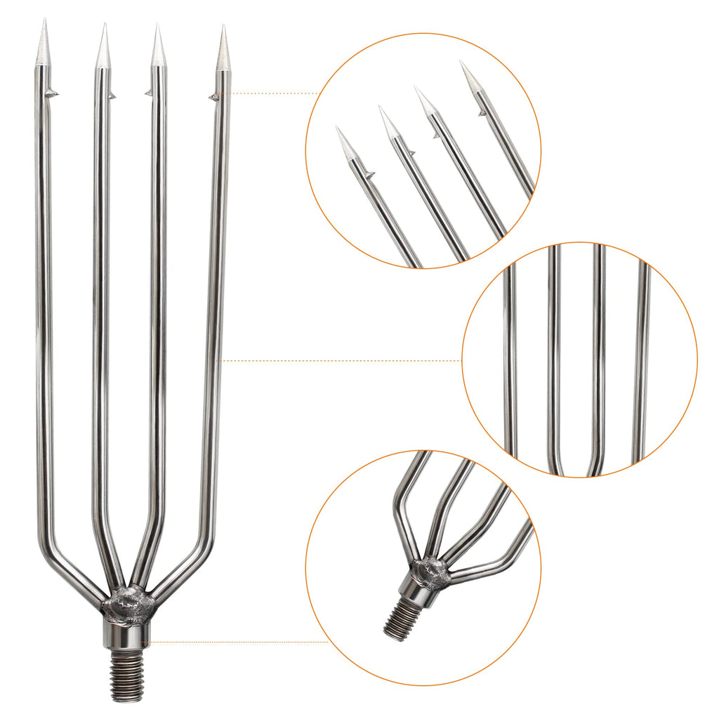 Fregito Fishing Harpoon - Stainless Steel Barbed Spear With Aluminum Alloy Rod Gig Gaff - 8Mm Screw For Outdoor Landing Large Fi