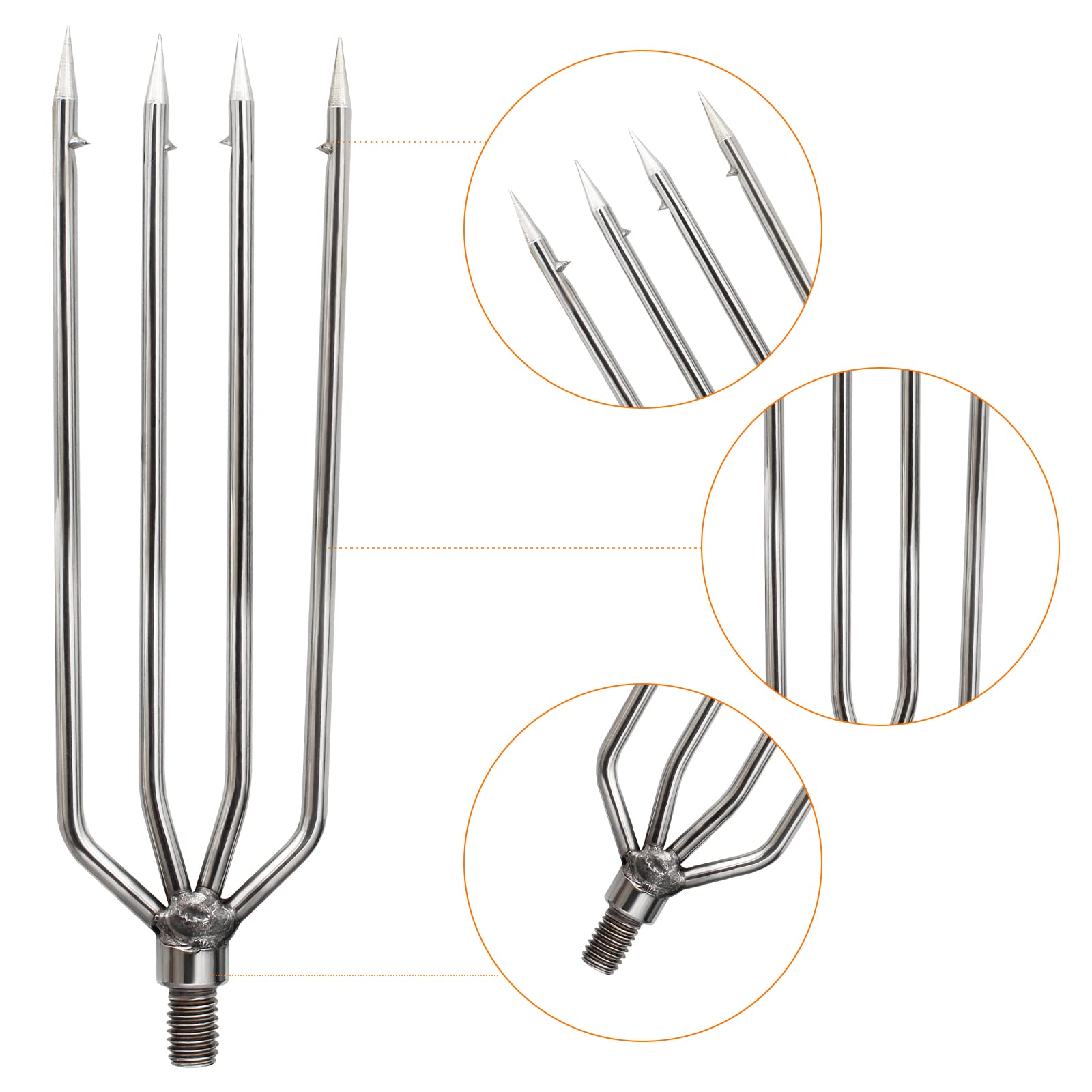 Fregito Fishing Harpoon - Stainless Steel Barbed Spear With Aluminum Alloy Rod Gig Gaff - 8Mm Screw For Outdoor Landing Large Fi