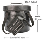 Banchelle Collapsible Camping Bucket With Lid 5 Gallon For Traveling Fishing Gardening (Black, 20L)