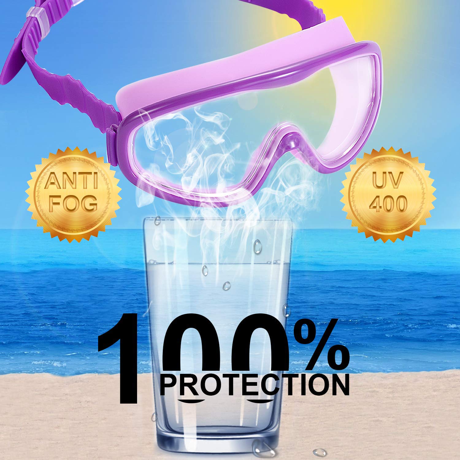 2 Pack Kids Swim Goggles, Swimming Glasses For Children From 3 To 15 Years Old