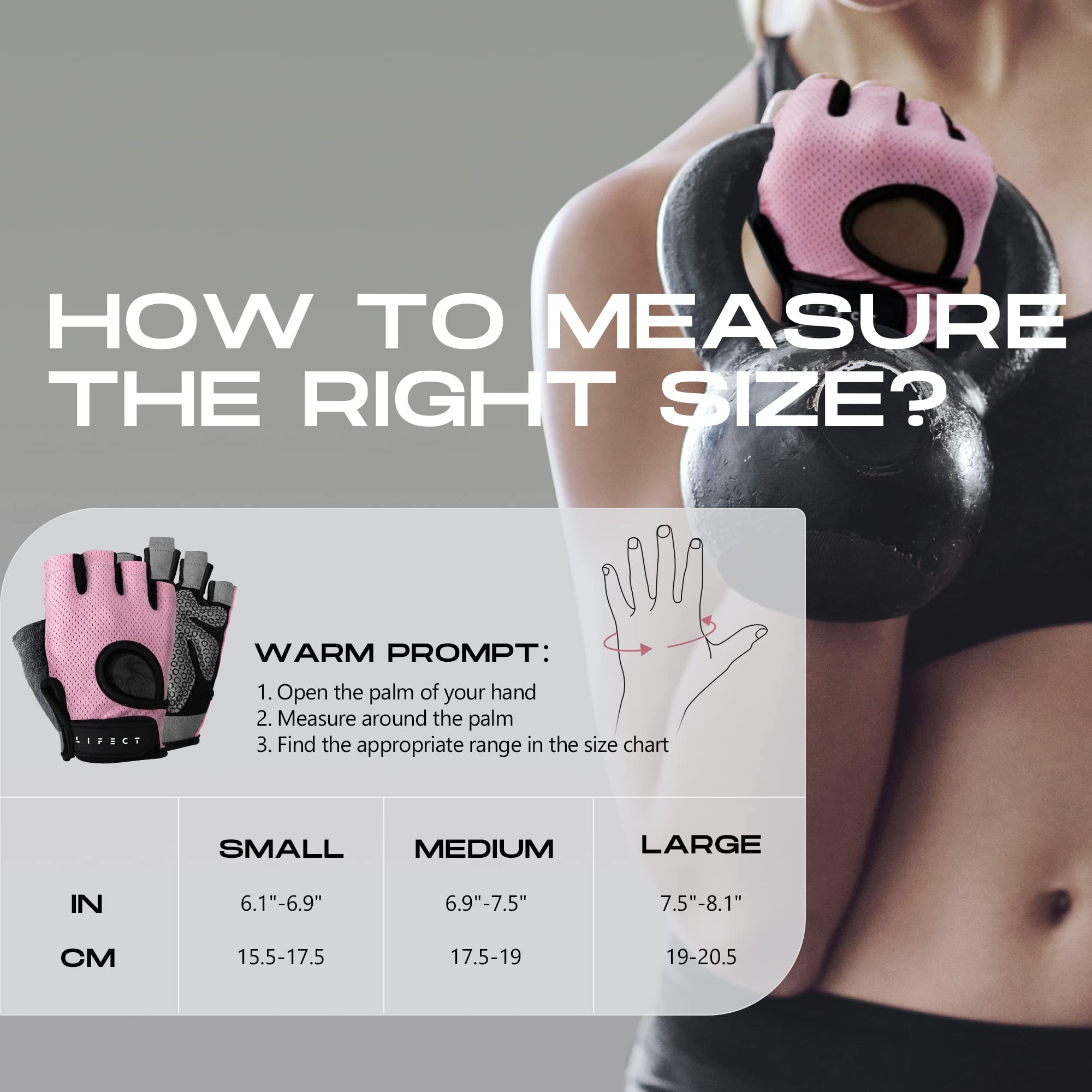 Lifect Essential Breathable Workout Gloves, Weight Lifting Gloves With Curved Open Back, For Powerlifting, Gym, Crossfit, Women