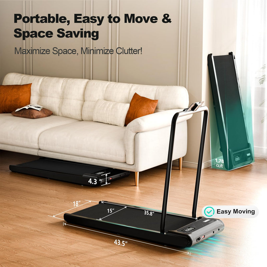Walking Pad Treadmill, Walking Pad With Handle Bar, 2.5 Hp Under Desk Treadmills For Home Office, 3 In 1 Foldable Treadmills Sup