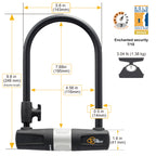 Bike U Lock With Cable - Via Velo Bike Lock Heavy Duty Bicycle U-Lock,14Mm Shackle And 10Mm X1.8M Cable With Mounting Bracket Fo