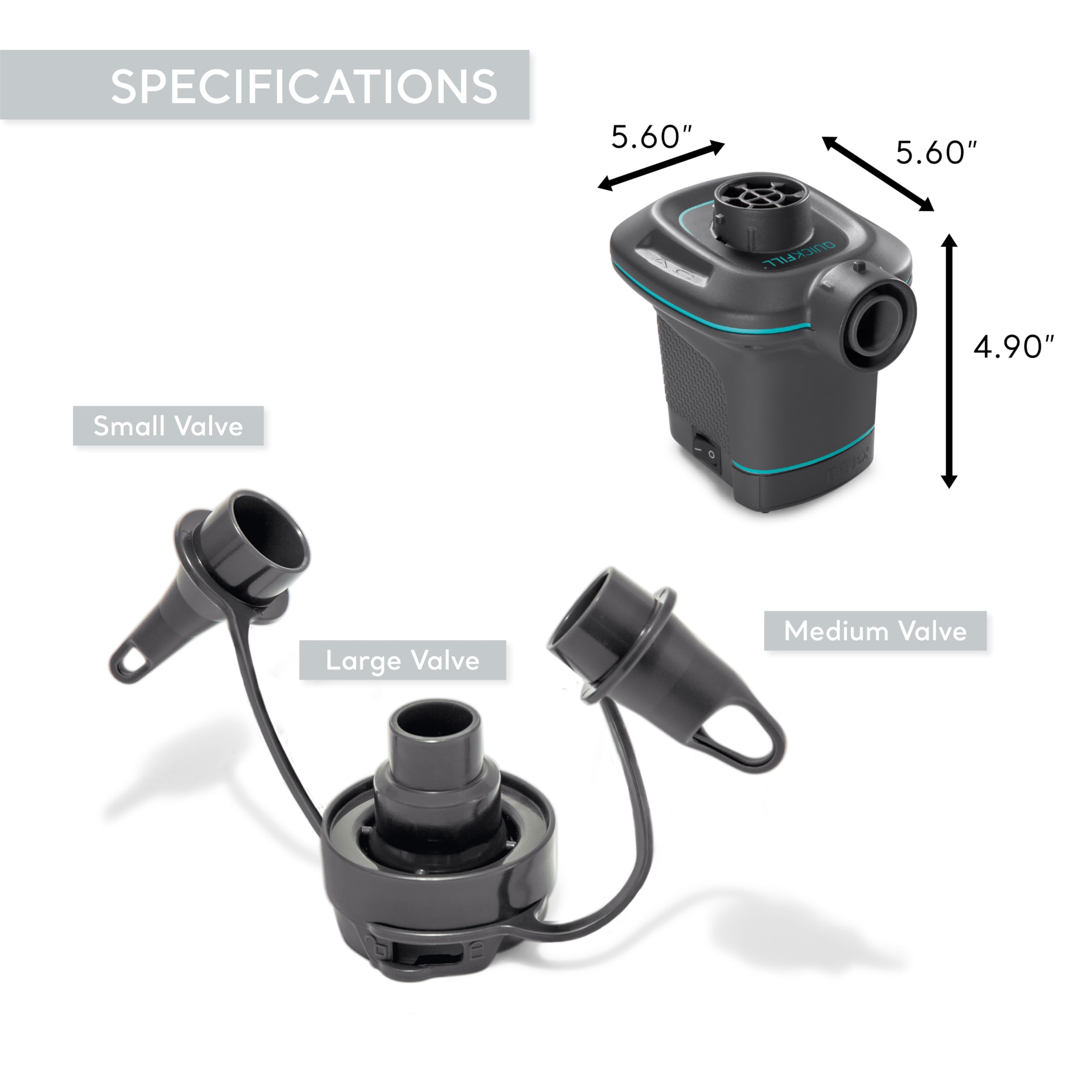 Intex 66639E Quickfill 120 Volt Ac Electric Pump: Inflates And Deflates Air Mattresses - Includes 3 Interrconnecting Nozzles - C