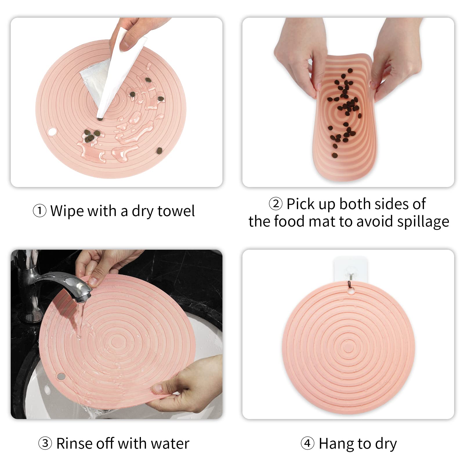 Ptlom Pet Food Mat For Dog And Cat Placemat 2 Pcs, Mat For Prevent Food And Water Overflow, Suitable For Medium And Small Pet, S