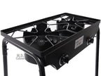 M.D.S Cuisine Cookwares Double Two Burner Stove Heavy Duty Outdoor Stand Portable Bbq Grill Camping
