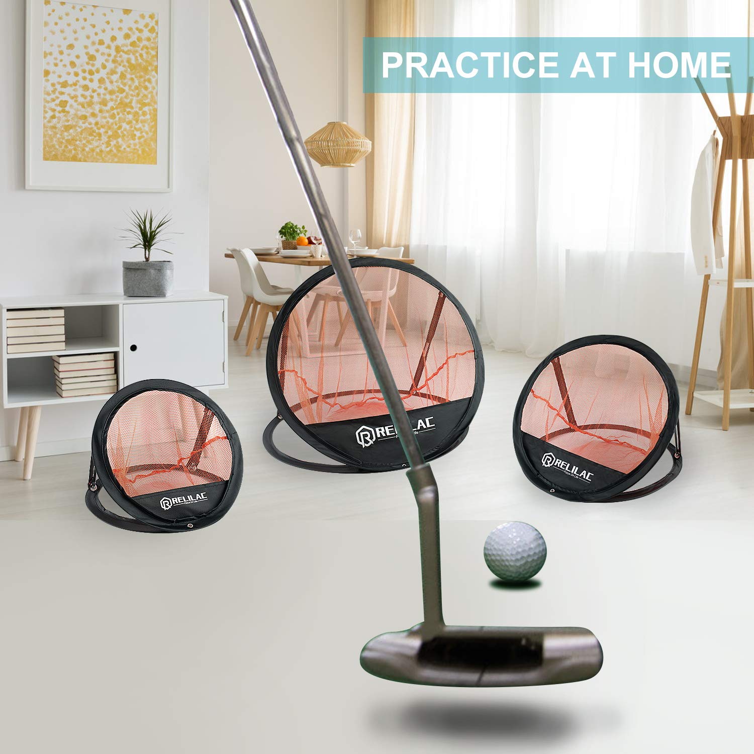 Relilac Golf Chipping Net (3 Pcs)- Indoor/Outdoor Golfing Target Accessories For Backyard Accuracy And Swing Practice - Great Gi