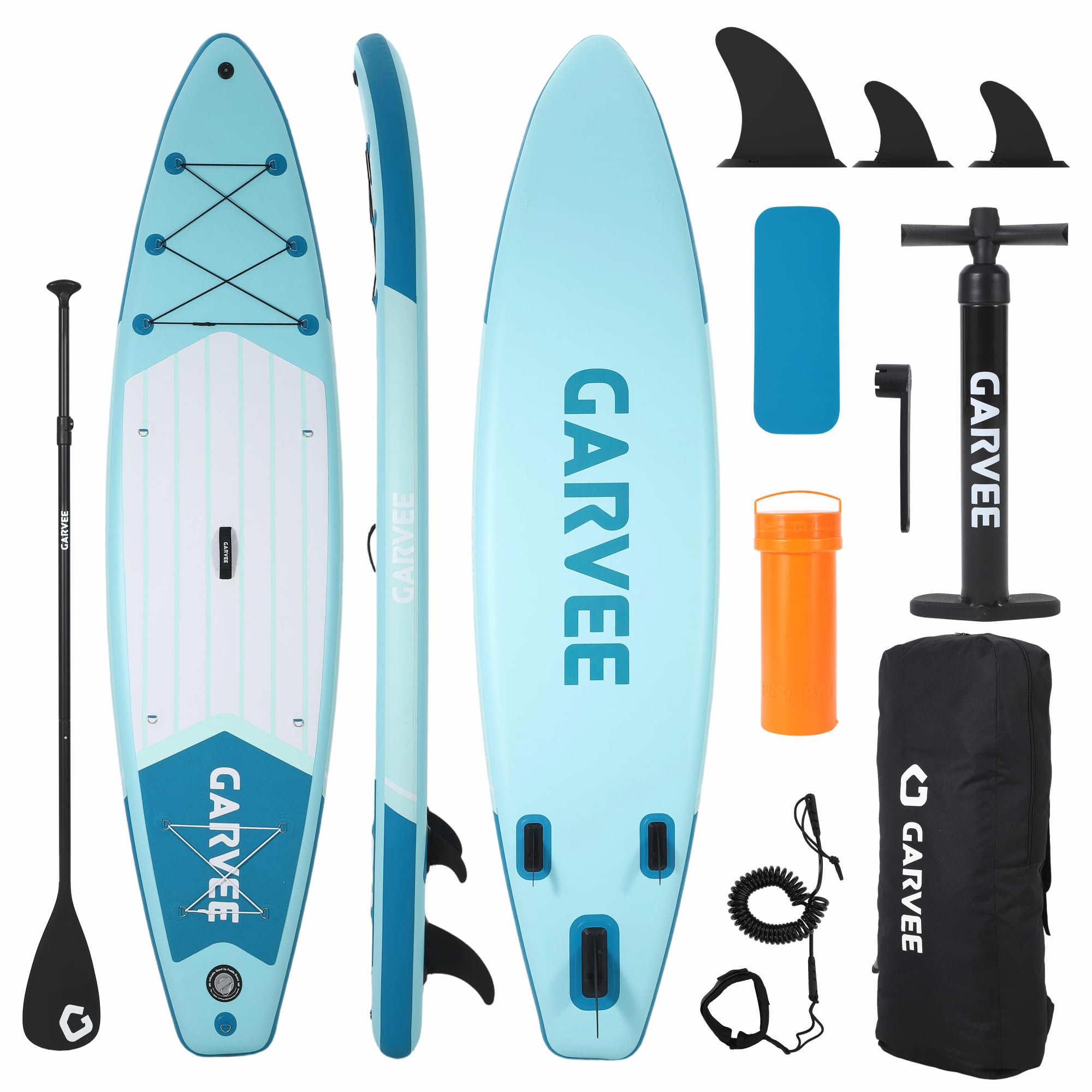 Inflatable Stand-Up Paddleboard PVC Blue Green White Wood Grain with Inflatable Stand-Up Paddleboard, Stand-Up Paddle Board, Pad