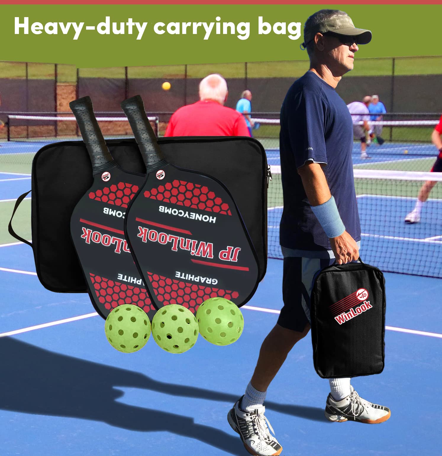 Jp Winlook Pickleball Paddles Set With Graphite Face, Lightweight, Starter To Professional, Indoor/Outdoor, Men & Women, Usapa A