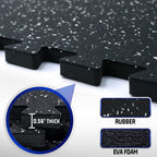 Superjare 0.56 ' ' Thick 6 Pcs 24 Sq Ft Rubber Top Exercise Equipment Mats, High Density Eva Foam Mats With Rubber Top, Interloc