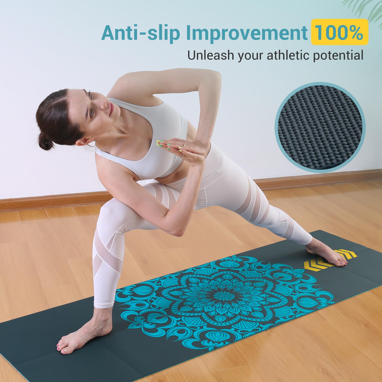 Avoalre Foldable Travel Yoga Mat Print | 5Mm & 6Mm Thick Large Pilates Mat | Non-Slip High Density Floor Exercise Mat For Home W