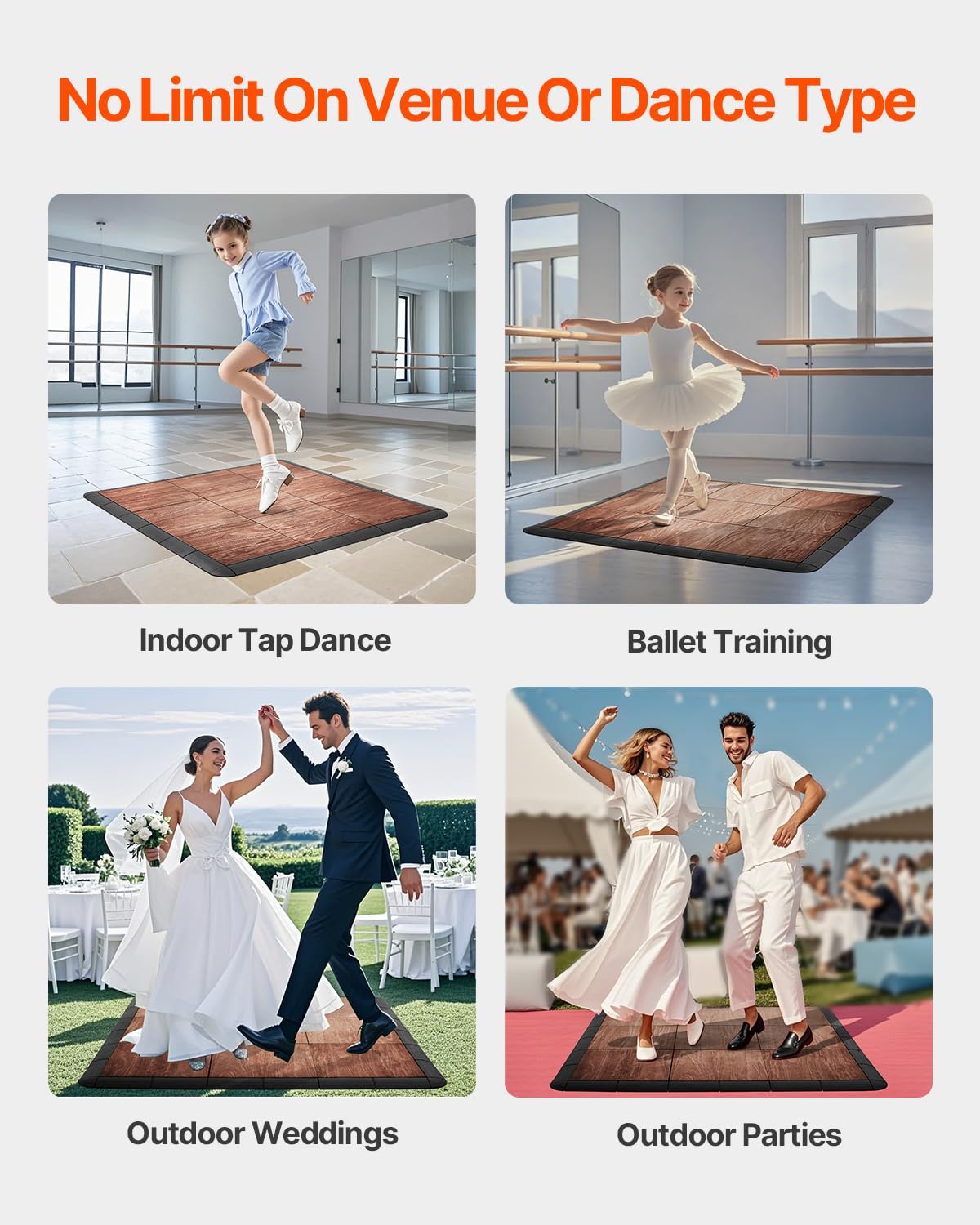 Vevor Dance Floor Tiles, 12.4 X 12.4 In 9 Piece Interlocking Dance Flooring, Portable Dance Practice Floor With Cushioned Base (