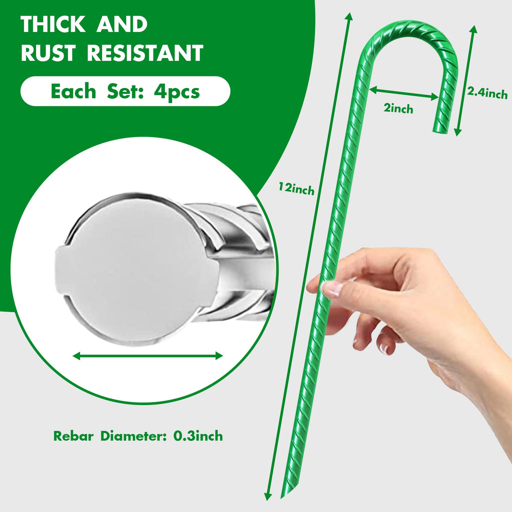 Eurmax Usa Trampolines Stakes Canopy Parts Wind Stake 12 Inch Heavy Duty Stake Safety Ground Anchor Galvanized Steel J Shaped, P