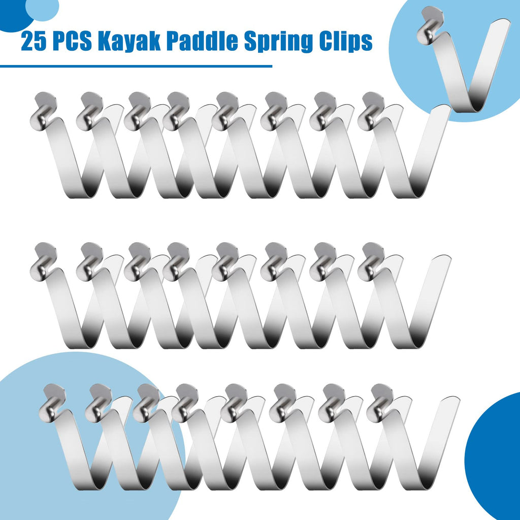 Auriver 25 Pcs Tent Pole Clips Stainless Steel Kayak Paddle Spring Snap Clips Tent Pole Push Button Spring Clips Locking Pin For