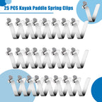 Auriver 25 Pcs Tent Pole Clips Stainless Steel Kayak Paddle Spring Snap Clips Tent Pole Push Button Spring Clips Locking Pin For