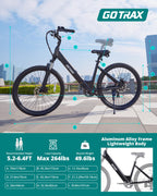 Gotrax 26 Electric Bike, Max Range 30Miles(Pedal-assist1) & 15.5/20Mph Power by 250/350W, 3 Riding Modes & Adjustable Seat, 7-Sp