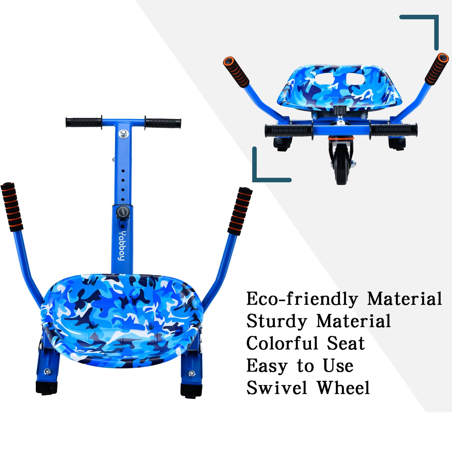 Yabbay Eco-Friendly Hoverboard Seat Attachment - Cool Seat, Swivel Wheel, Adjustable Length - Compatible With 6.5, 8, 8.5, 10 Ho
