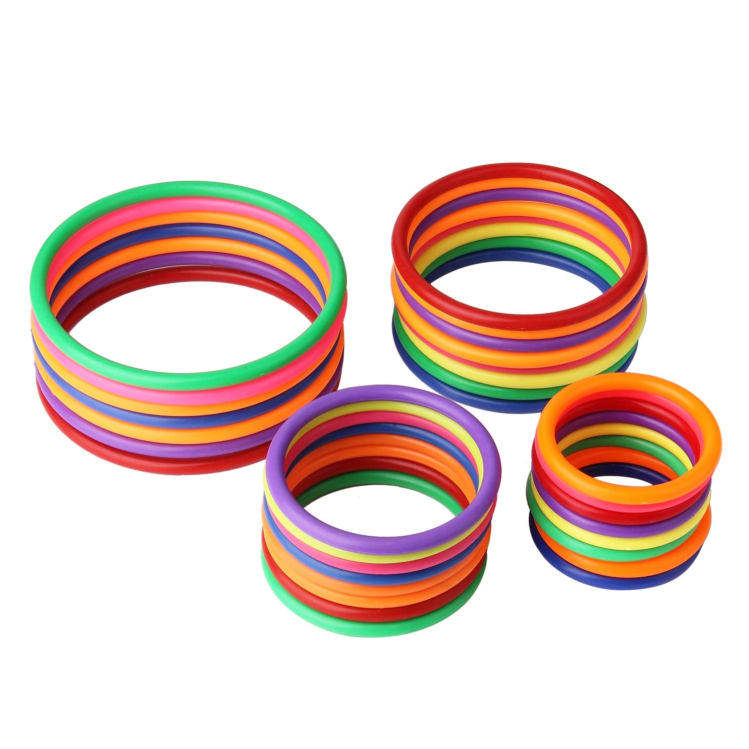 Hrlorkc 24Pcs Plastic Ring Toss Game Set Rings For Ring Toss For Kids Outdoor Games Plastic Carnival Rings Carnival Games For Ca