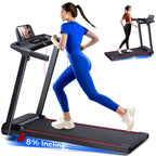 Treadmill with 8% Incline, Walking Pad Treadmill with Handle Bar, Portable Folding Treadmills for Running and Walking, 3.0HP Bru