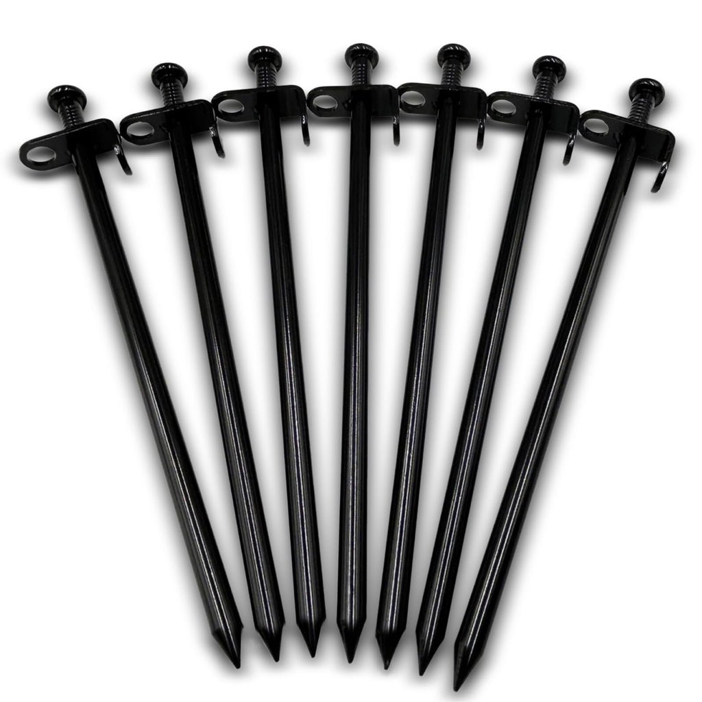 Cheardia 20 Pack Tent Stakes Heavy Duty, 10 Inch Outdoor Camping Pegs Stakes Black Metal Ground Stakes Spikes For Tent Tarp Cano