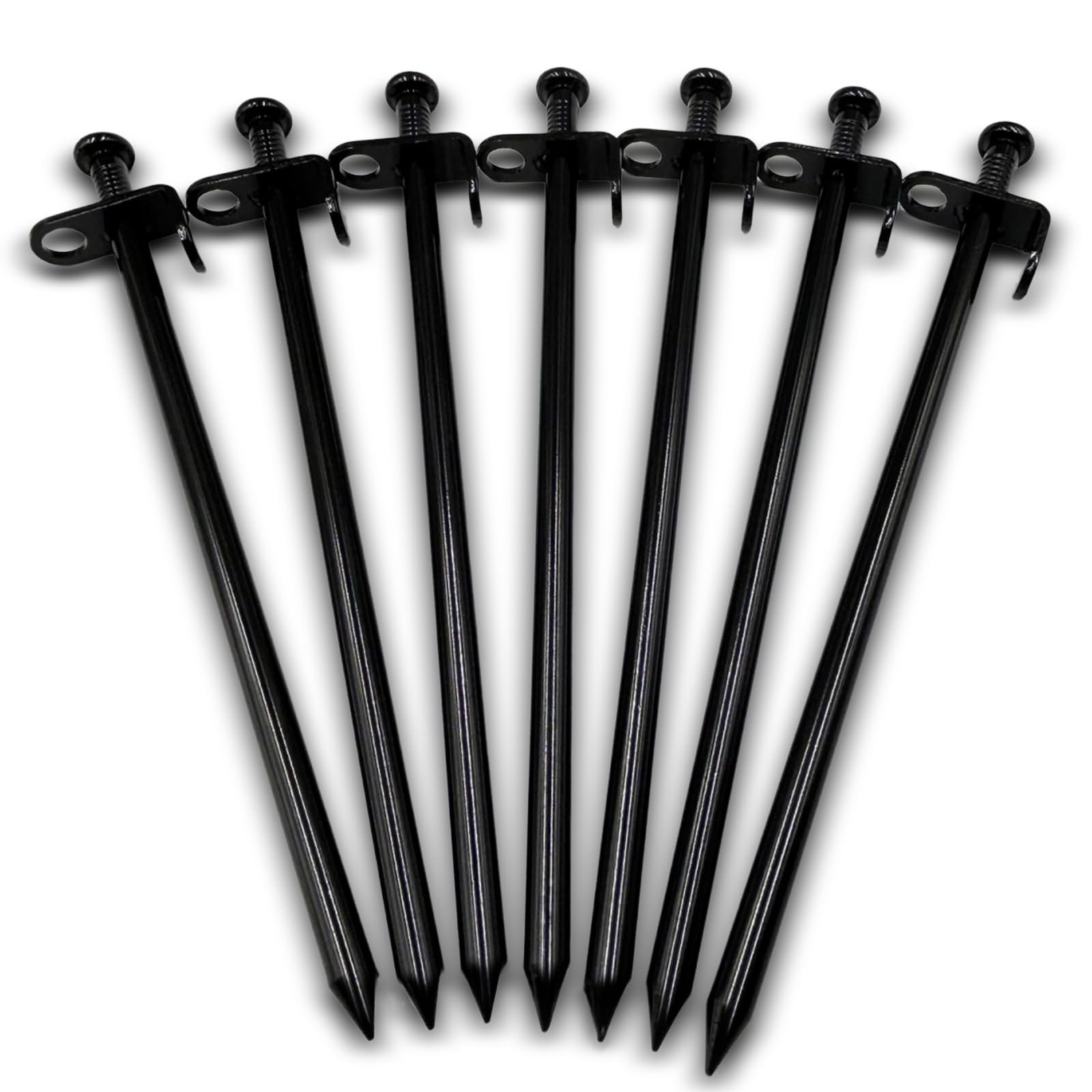 Cheardia 20 Pack Tent Stakes Heavy Duty, 10 Inch Outdoor Camping Pegs Stakes Black Metal Ground Stakes Spikes For Tent Tarp Cano