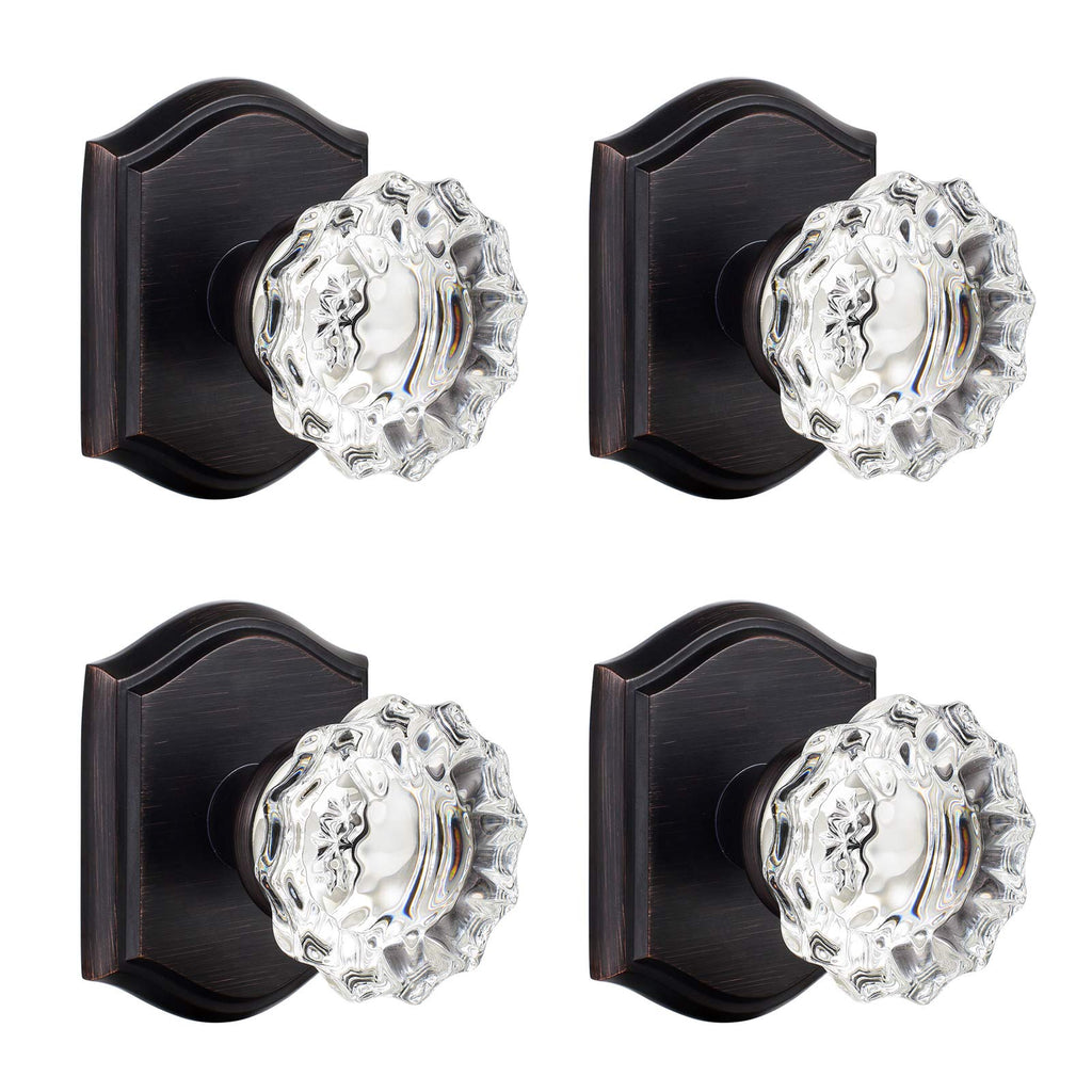 Clctk 4 Pack Glass Dummy Door Knobs, Inactive Crystal Half-Dummy Door Knobs For Closetbifold, Oil Rubbed Bronze