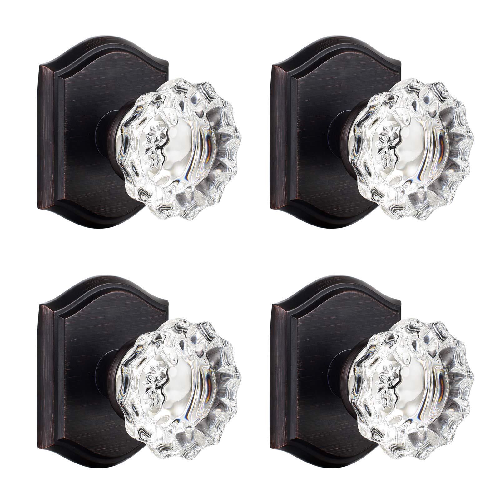 Clctk 4 Pack Glass Dummy Door Knobs, Inactive Crystal Half-Dummy Door Knobs For Closetbifold, Oil Rubbed Bronze