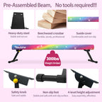Sealoha 8Ft Ultrasimple Adjustable&Foldable Balance Beam,High-Low Floor Beam Suede Gymnastics Equipment,No Tool Require, Gymnast
