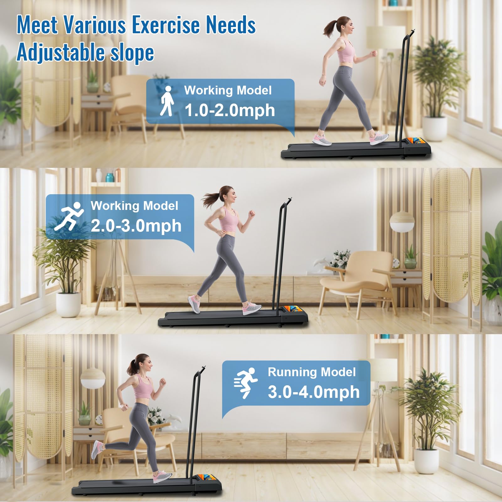 Rivano Under Desk Walking Pad, Treadmill With Handles, Walking Pad Treadmill Compact & Portable With Remote Control, Quiet Adjus