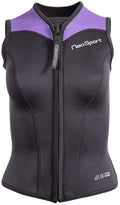 NeoSport Mens and Womens Front Zipper Wetsuit Vest  2.5mm 4Way Stretch Neoprene  50+ UV SHIELD, Black/Lavender, S125WF511