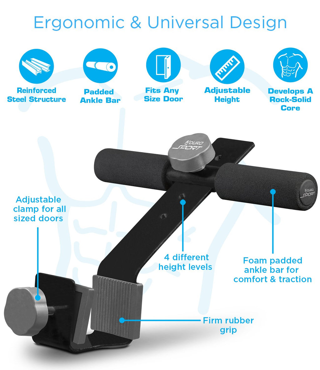 Aduro Sport Doorway Sit-Up Exercise Bar, Adjustable Reinforced Steel With Padded Ankle Bar, Perfect For Home Work Or Travel - Fi
