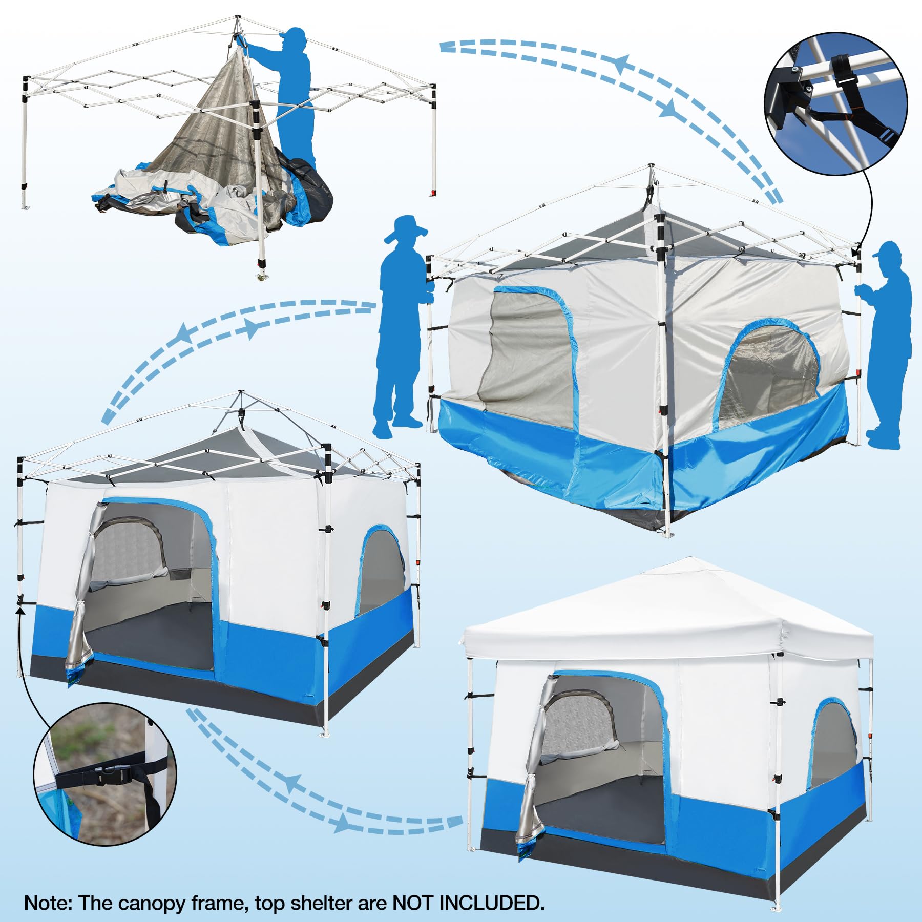 Redcamp Canopy Camping Tent For Pop Up Canopy, Inner Tent With Mesh Window, Converts Straight Leg 10X10 Or 10X20 Canopy Into Cam