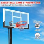 Basketball Hoop Outdoor In Ground with Anti-Collision Foam, 55 Shatterproof Quick Adjustable 8-10ft Basketball Hoop Inground wit