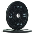 Cap Barbell Economy - Speckled Olympic Bumper Plate Set With Gray Logo, Black, 15 Lb Pair