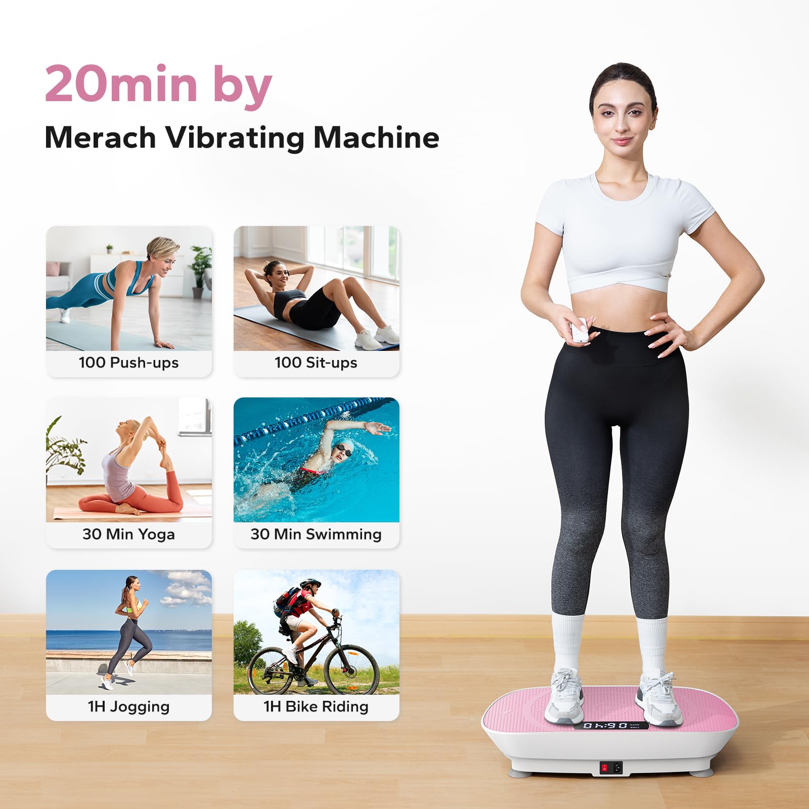 Merach Vibration Plate Exercise Machine, Whole Body Workout Equipment For Women, Bluetooth And Silicone Pedal, Vibration Plate F