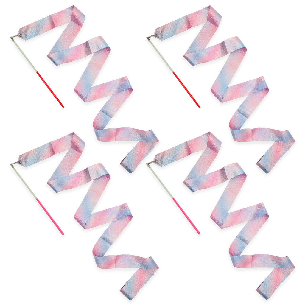 Kaiyuan Dynasty 4Pcs Dance Ribbons Sparkling Dance Ribbon Streamer 78.7Inch Gymnastics Ribbon Dancer Wand Twirling Dancing Ribbo