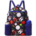 RHCPFOVR Drawstring Backpack for Kids - Swim Bag for Beach Lightweight Waterproof Sports Gym Bag With Two Water Bottle Holder