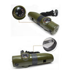 Trendbox Multifunctional 7 In 1 Camping Hiking Outdoor Whistle With Compass Magnifier Led Flashlight Thermometer For Emergency S