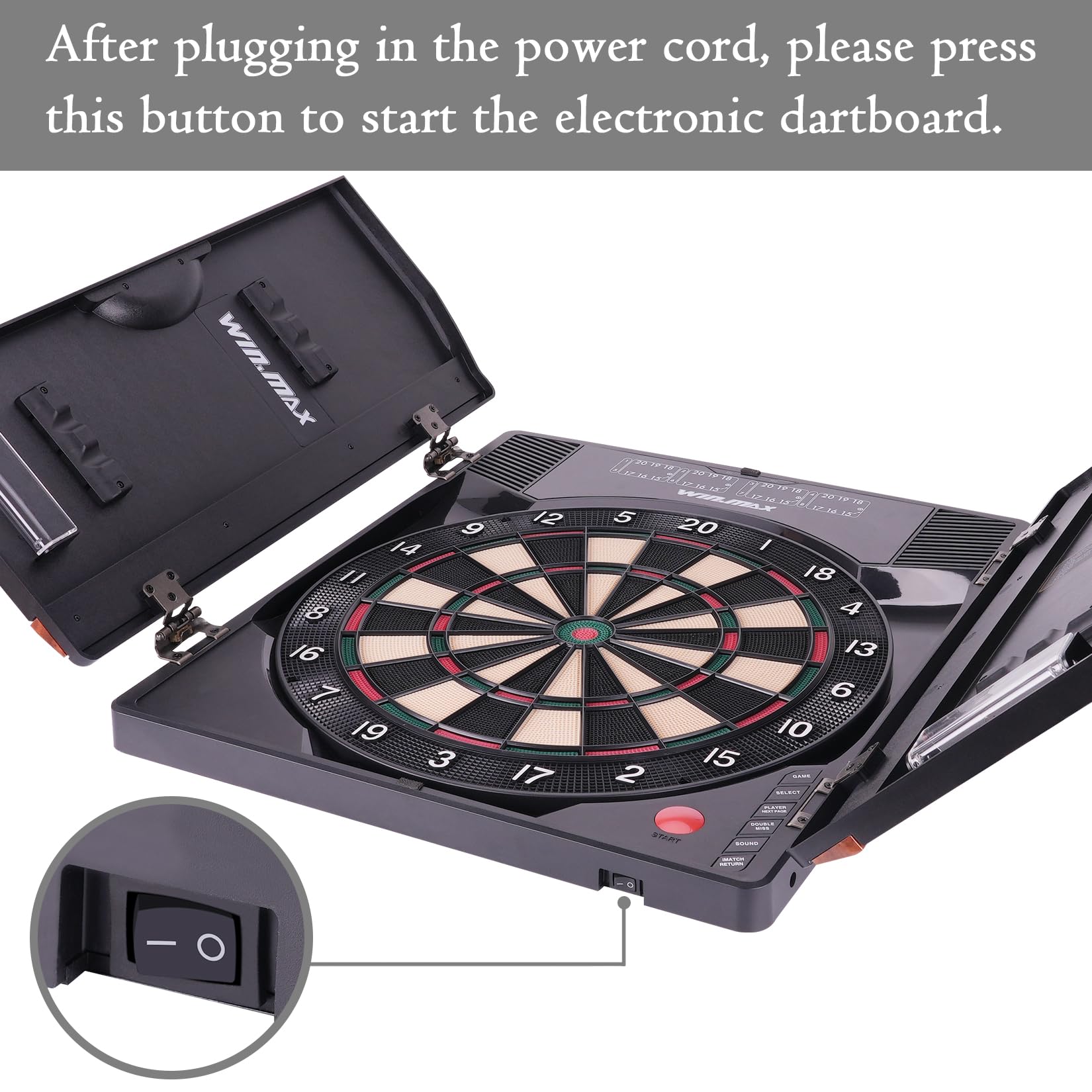 Electronic Soft Tip Dartboard Set With Cabinet, 12 Darts Led Display (X-Classic Darts)