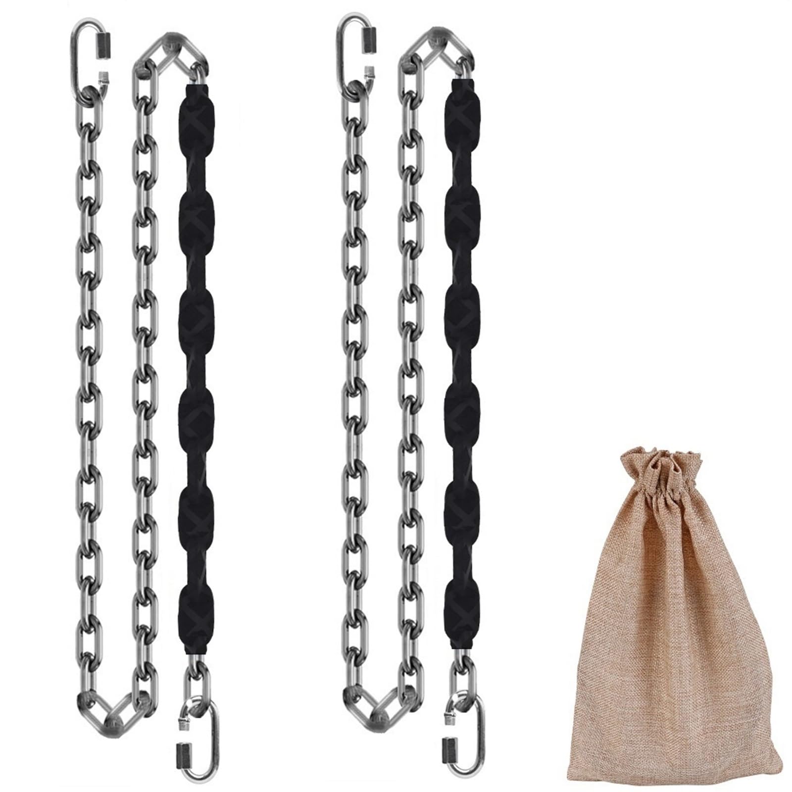 Dakzhou 2 Stainless Steel Chains (84) Swing Chains, Heavy Duty Swing Hardware,4 Quick Connection Buckles, Indoor and Outdoor Pla