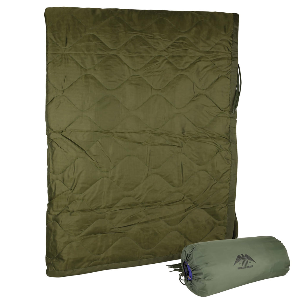 Medals Of America Est. 1976 Od Green Military Poncho Liner Woobie Blanket Nylon 65'' X 88''