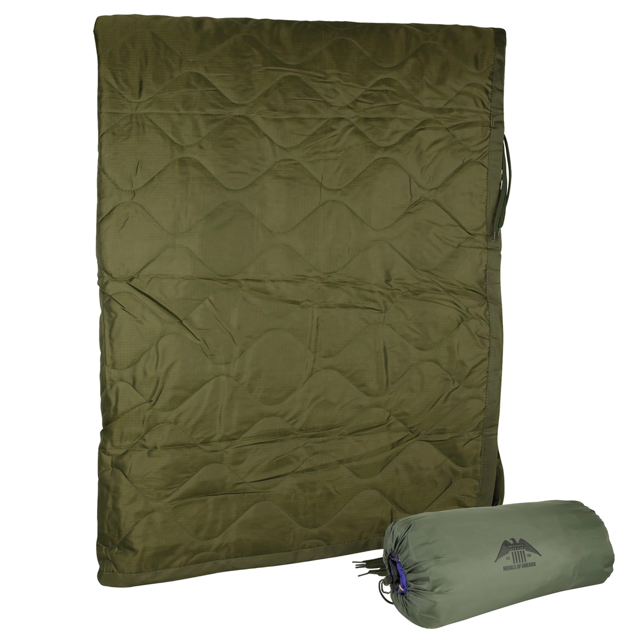 Medals Of America Est. 1976 Od Green Military Poncho Liner Woobie Blanket Nylon 65'' X 88''