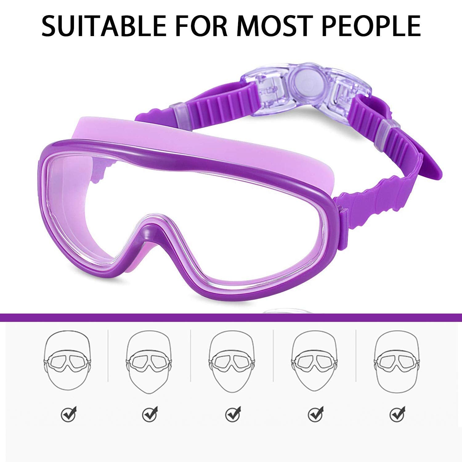 2 Pack Kids Swim Goggles, Swimming Glasses For Children From 3 To 15 Years Old