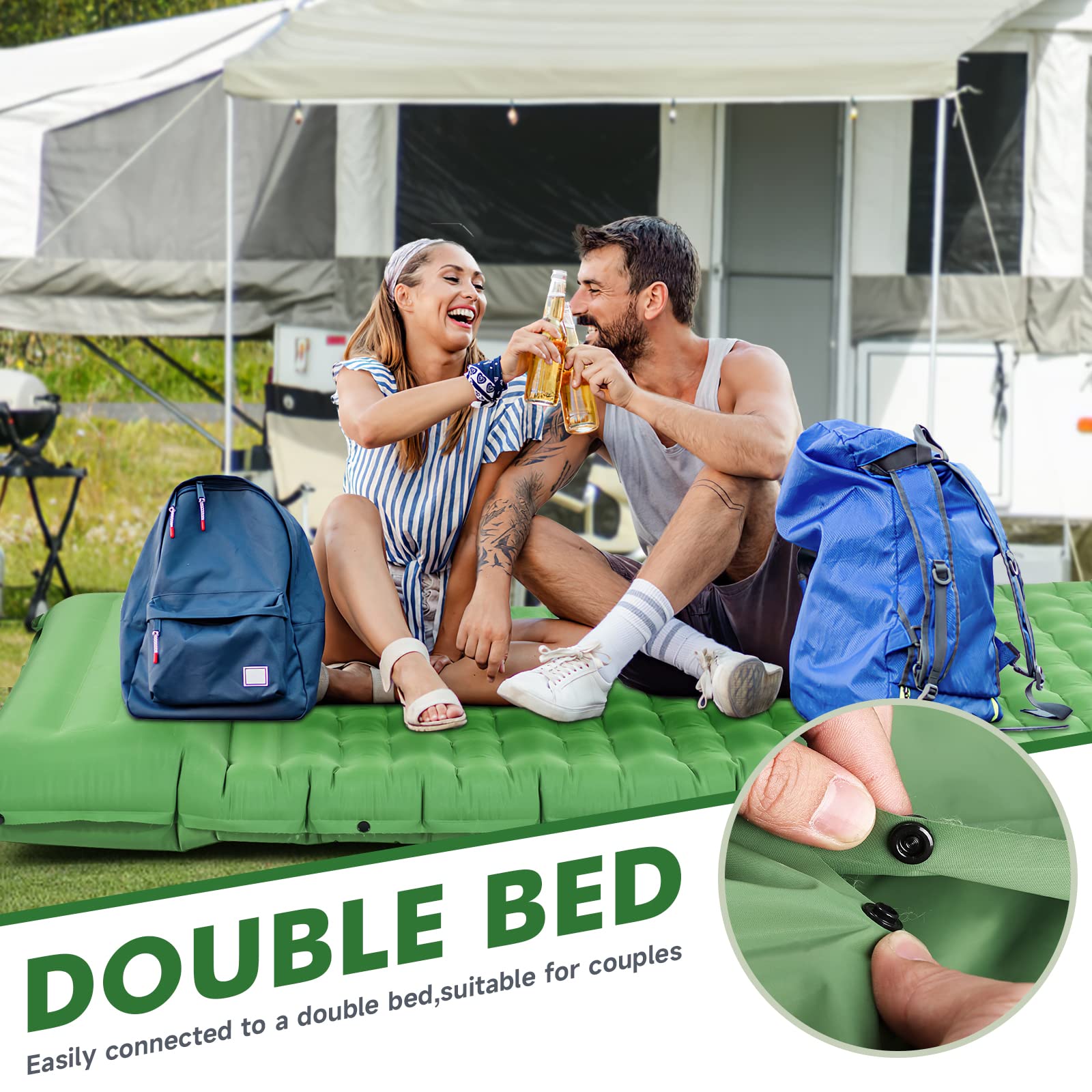 Hiipeak Strong Support Camping Mat, Inflatable Sleeping Mattress 39 Inch Thickness Sleeping Pad With Pillow, Quickainflation Ult